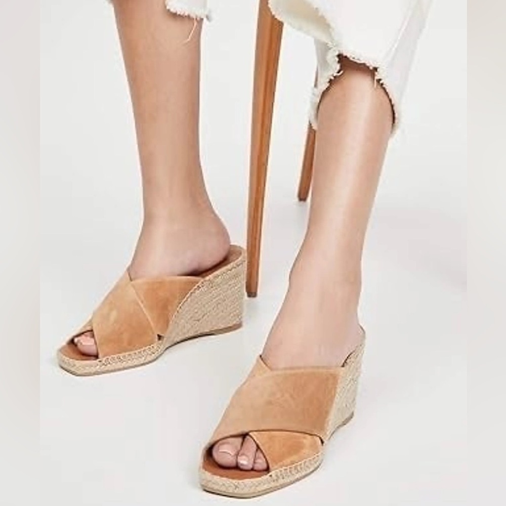 Vince Gaelan Suede Espadrille Wedge Slide Sandals Size 7.5